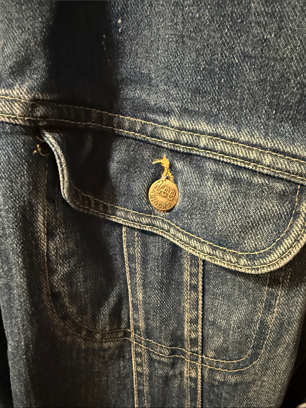 Vintage Lee Rider Blue Denim Jacket with Tan Corduroy Collar - Picture 3 of 8
